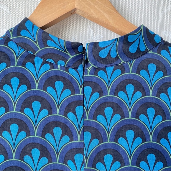 Boden Blue Mod Print Mock Neck Long Sleeve Dress 6 - Picture 11 of 12